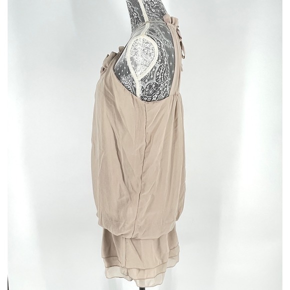 Runway Paris Dress Sleeveless Ruffle Floral Detail Mini Nude M Retro‎ Y2K Boho - Picture 7 of 12